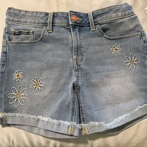 SO Light Blue Jean Shorts with Floral Embroidery